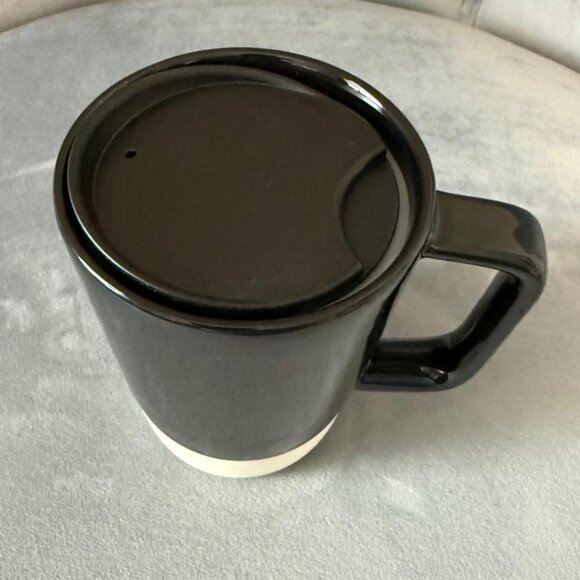 Starbucks Black Ceramic Desktop Mug Silicone Nonslip Bottom & press-in Lid 14 Oz - Picture 5 of 6